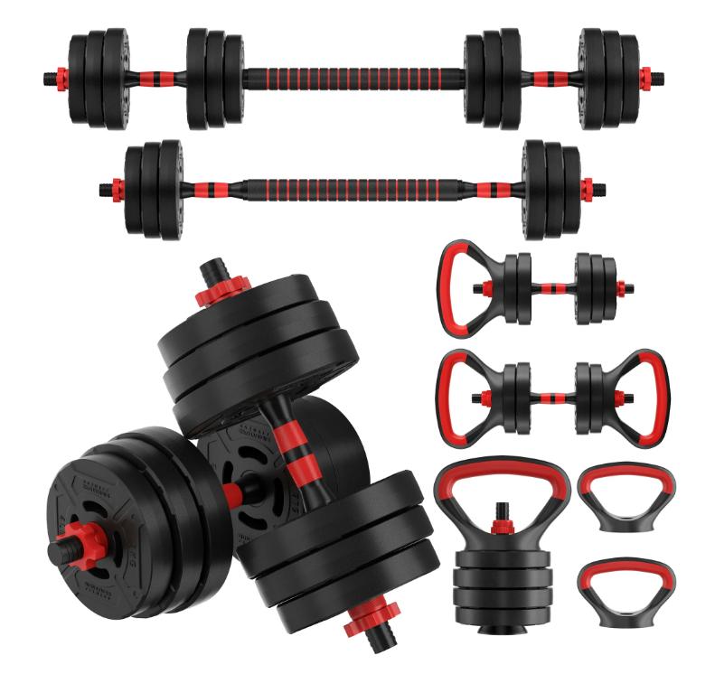 BalanceFrom 60LB 4-in-1 Portable Changeable Dumbbell, Barbell, and Kettlebell Set with Adjustable Weights