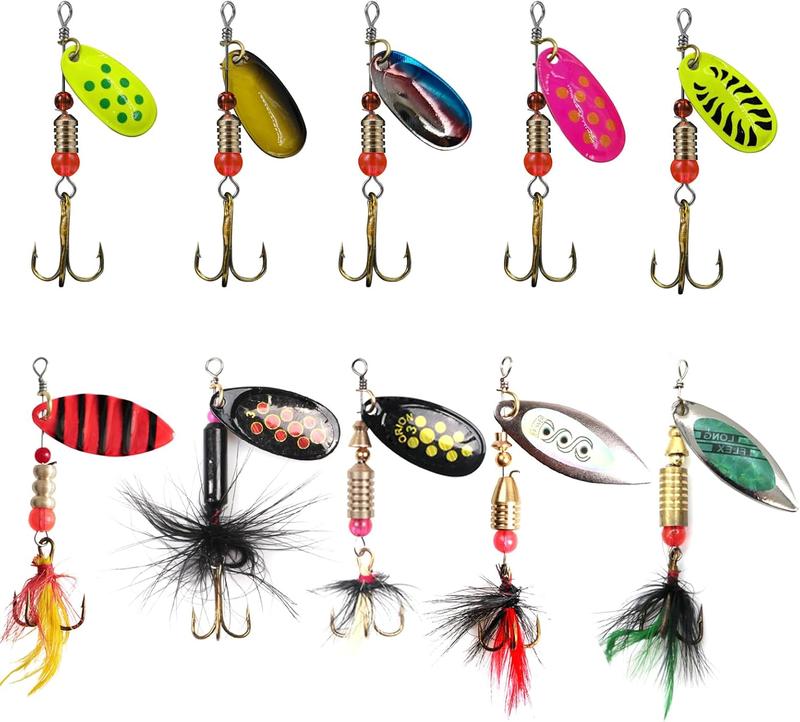 Deadly Rooster Tail Fishing Lures - High-Efficiency Trout Lures with Brass Spinner, Includes 10 Panther Martin Trout Lures in Multiple Colors and Sizes