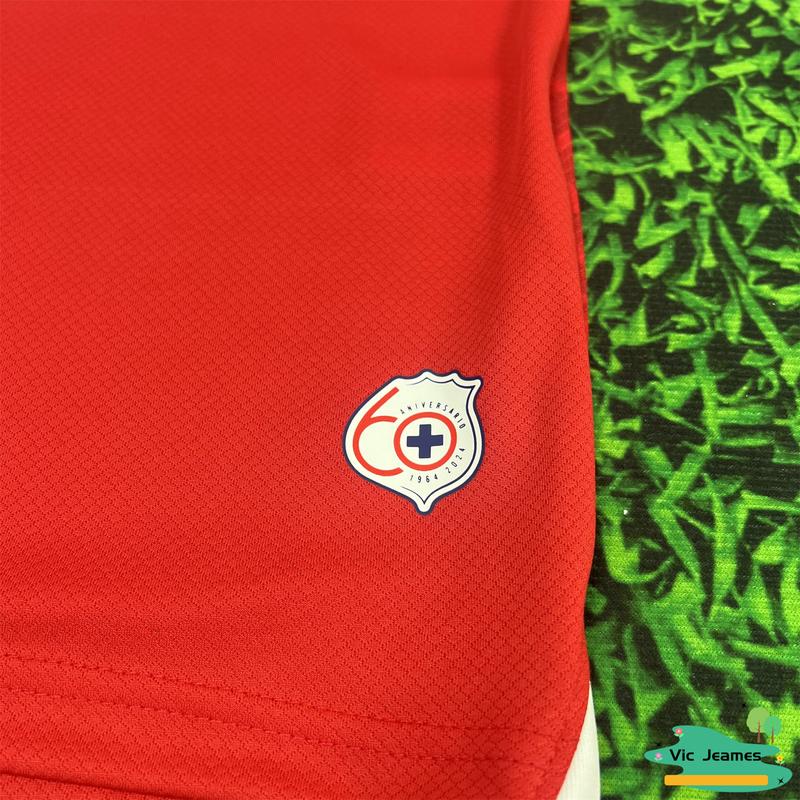 2425 CRUZ AZUL Second Away Red Short Sleeve Top Football Jerseys LIGAMX Fan Edition