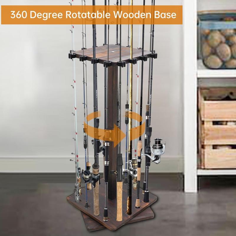 Fishing Rod Holder Fishing Pole Stand for Garage 360 Degree Rotating Fishing Equipment Holds Up to 16 Rods  Fishing Gear Equipment Storage Organizer, Fishing Gifts for Men Fishing Rod Holders