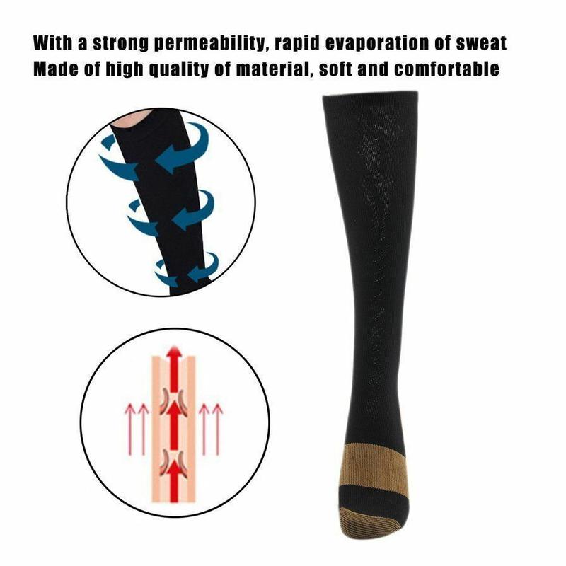 4 Pairs Copper Compression Socks 20-30mmHg Graduated Support Mens Womens S-XXL