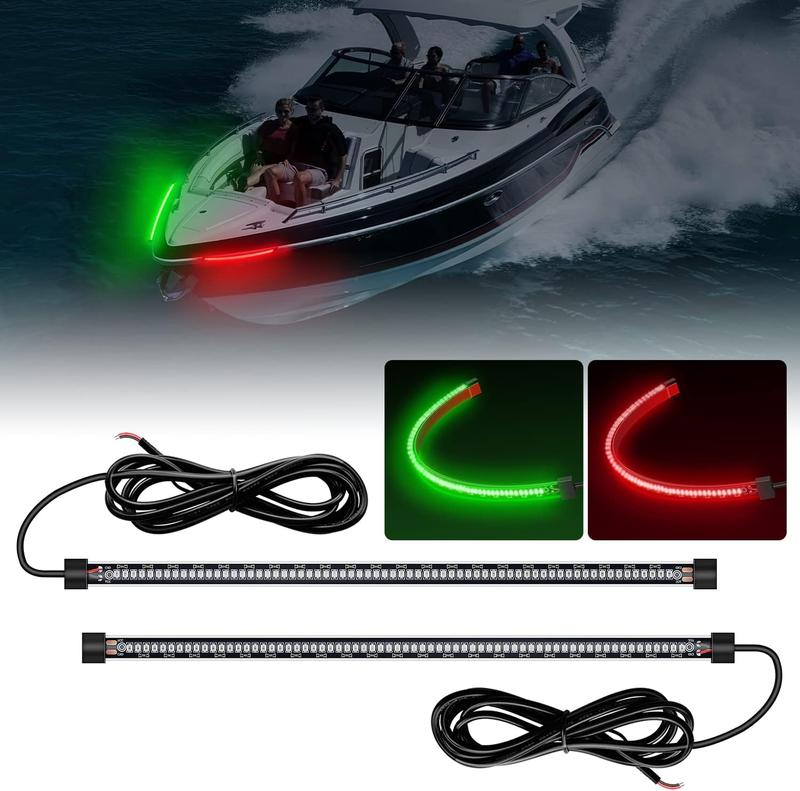 Nilight Boat Light Strip 2PCS 13Inch 66 LED Red Green Navigation Marine Bow Light 12V IP68 Waterproof for Universal Pontoon Boat Bass Boat Jon Boat Jetski Kayaki Portable USB Rechargeable Car LED Lights