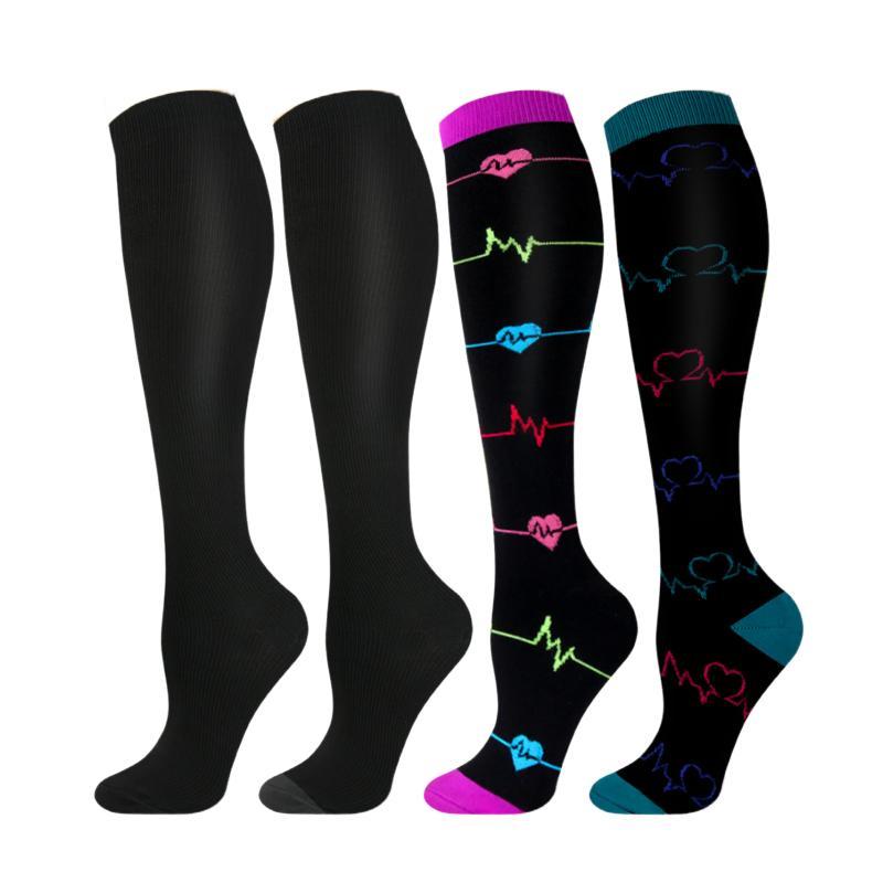 Sports Socks for Women & Men Circulation(4 pairs)-Graduated Supports Socks for Running, Athletic Sports, Black Socks