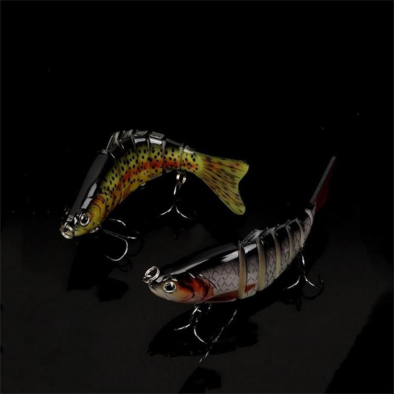 Artificial Fishing Lure, Multi-jointed Fish Shaped Bionic Bait, Soft Sinking Bait with Double Hook, Outdoor Fishing Tackle