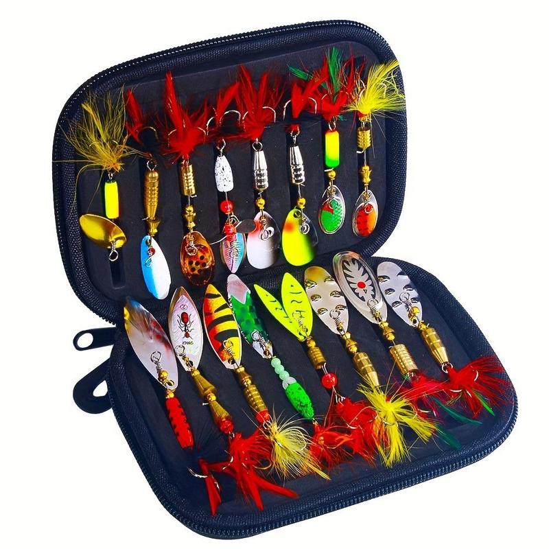 Fishing Spinning Lure Set with Storage Bag (1 Box), Spinning Lures with Hooks, Outdoor Fishing Accessories for Fishing Enthusiasts, Fishing Gear