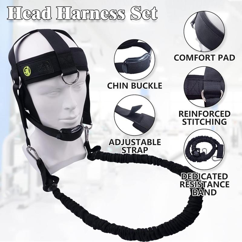 Neck Harness Head - Weight Lifting with Resistance Tube Bands - Door Anchor Set Adustable Neck Training Strap Exercise Equipment