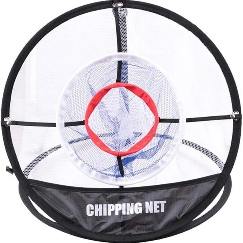 Golf Three-circle Chipping Net, 1 Set Golf Chipping Net With Mat & 6 PU Balls & Random Color Seat, Golf Training Aid