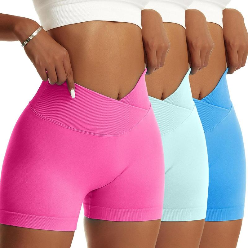 OVESPORT Women 's Scrunch Butt Lifting Workout Shorts  V-shaped Back Waist Gym Shorts High Waist Yoga Short Athletic gym clothes High-Waisted Lycra