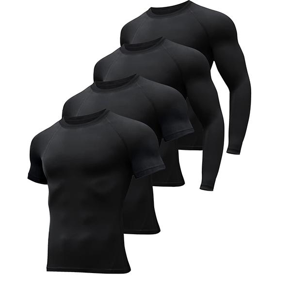 4 5 Pack Workout Compression Shirts Men Long Short Sleeve Athletic Undershirt T Shirt for Sports