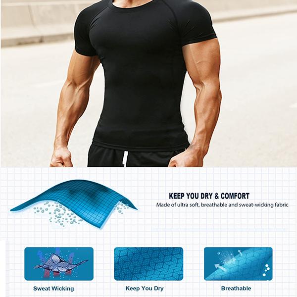 4 5 Pack Workout Compression Shirts Men Long Short Sleeve Athletic Undershirt T Shirt for Sports