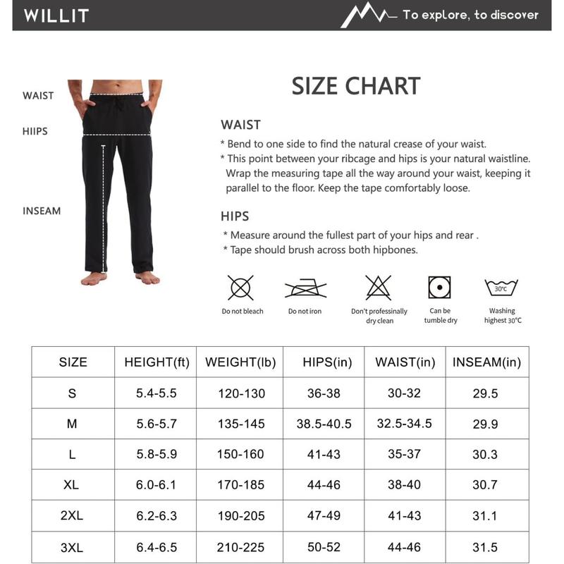 Willit Men's Cotton Yoga Sweatpants Exercise Pants Open Bottom Athletic Lounge Pants Loose Male Sweat Pants with Pockets