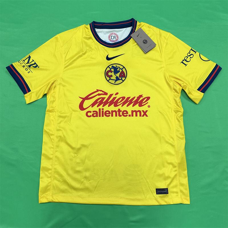 Nike 2425 LIGA MX Club America Home Yellow Short Sleeve Soccer Jerseys New Season Quick Dry Sports