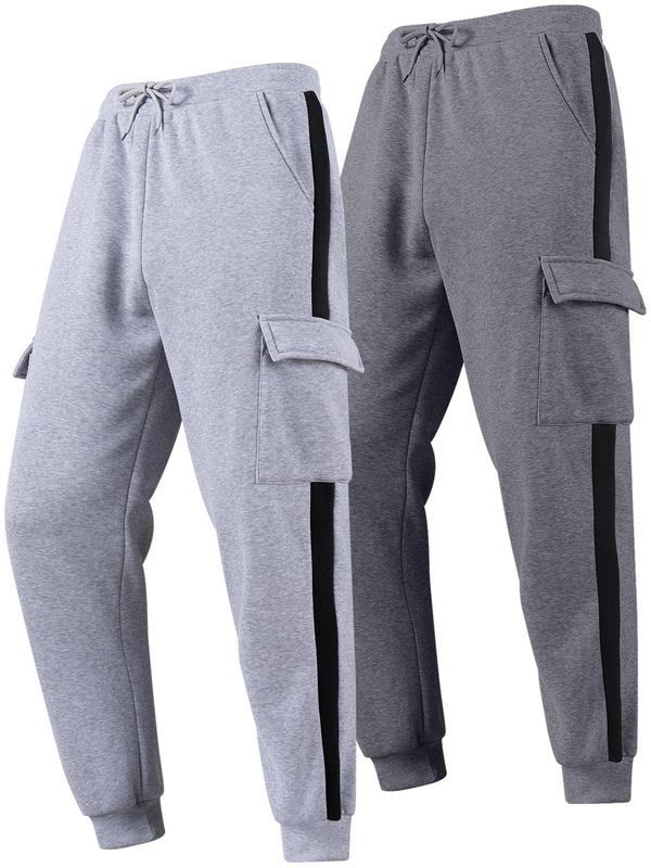 Men's Side Stripe Drawstring Waist Jogger Pants, Casual Regular Fit Pocket Sweatpants for Fall & Winter, Men's Trousers for Daily Wear