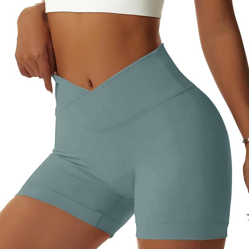 OVESPORT Women 's Scrunch Butt Lifting Workout Shorts  V-shaped Back Waist Gym Shorts High Waist Yoga Short Athletic gym clothes High-Waisted Lycra