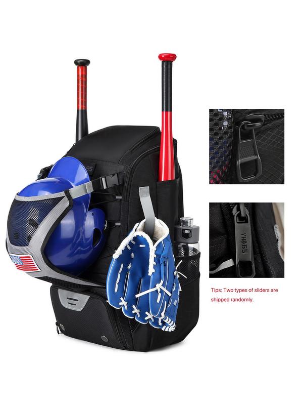 Softball Backpack, Sports Nylon Baseball Bag with Fence Hook, Lightweight Bat Pack with Shoe Compartment & Helmet Slot, Large Capacity 43l