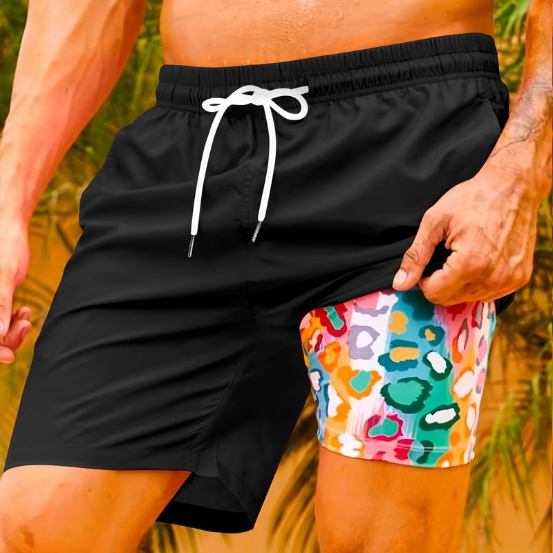 Men's Swim Trunks with Compression Liner Quick Dry Swim Board Shorts Hawaiian Swinwear Suits Elastic Waist Drawstringwith Swin Trunks with Pockets