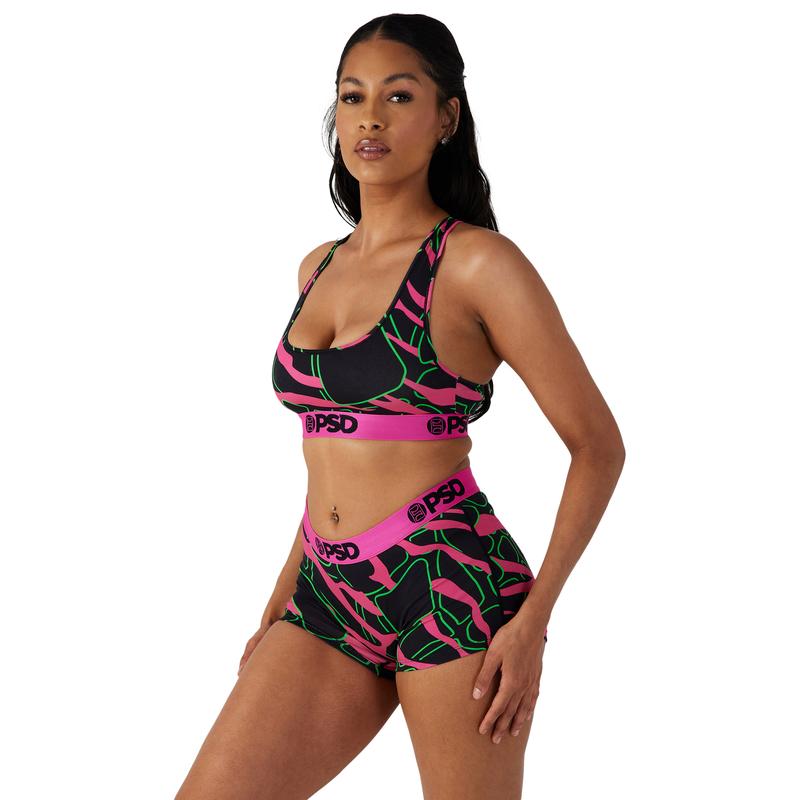 PSD Women's Neon Giraffe Racerback Sports Bra - Cute and Comfortable Premium Modal Fabric