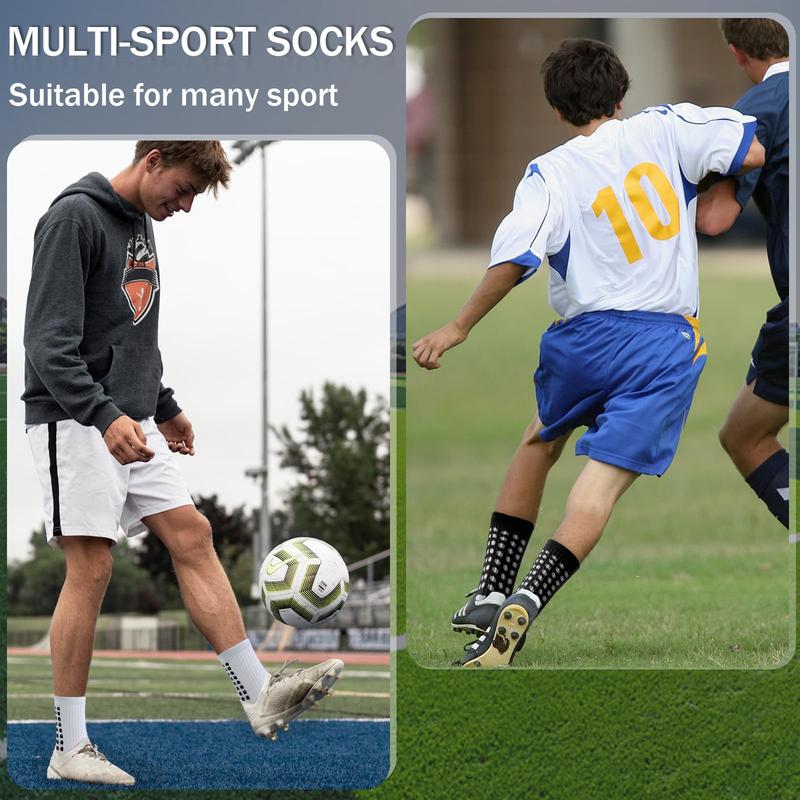 Men's Soccer Socks, Anti Slip Soccer Socks for Men Women , Non Slip Football Basketball Hockey Sports Socks with Grip Pads, 3 Pair