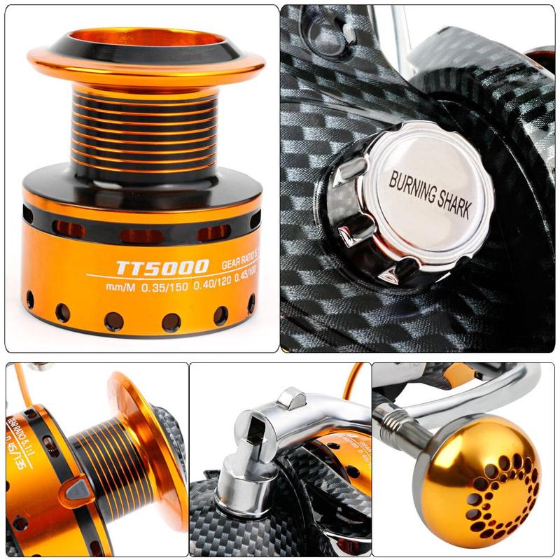 Fishing Reel, 1 Count 5.2:1 Gear Ratio Spinning Fishing Reel, Fishing Accessories for Saltwater and Freshwater Fishing