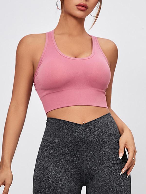 Women's 2024 Basic Criss Cross Backless Sports Bra, Cute Gym Clothes, Gym Clothing, Minimalist Comfort Seamless Push Up Cup Lingerie Top, Workout Gym Yoga Exercise Bra, Yoga Bras, Sports Bra for Women, Gym Essentials Women