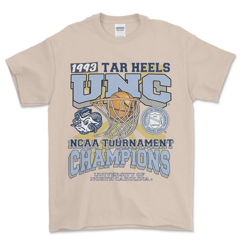 University of North Carolina Tournament Champs NCAA Graphic T-Shirt, Vintage Sports Shirt for Men, Classic College Sports Apparel, Essential Summer Fan Gear,  Ideal for Fans of Historic Wins