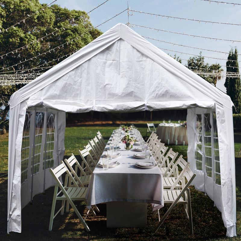 YITAHOME 20x20 ft Party Tent Heavy Duty Wedding Event Shelters Outdoor Upgraded Galvanized Canopy with Large White Roof, Removable PVC Sidewalls & 3 Storage Bags