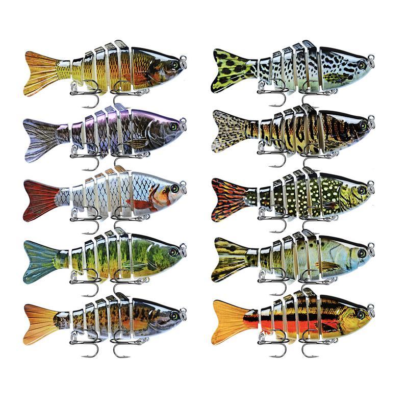 Artificial Fishing Lure, 3 5 Counts Multi Jointed Fish Fishing Lures, Slow Sinking Lifelike Swimbait, Freshwater and Saltwater Crankbaits for Bass Trout