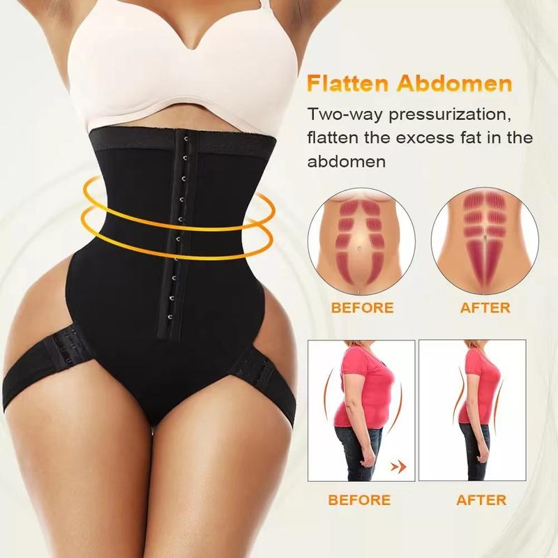 One-piece High Waisted Tummy Tucks Plus Size Shapewear Pants Buckle Waist Trimming Exercise Set