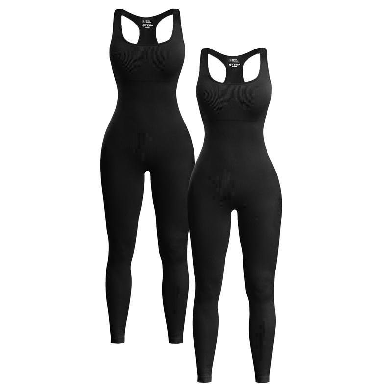 Women Jumpsuits with Tummy Control, Sleeveless Romper Workout Playsuit Yoga Jumpsuits