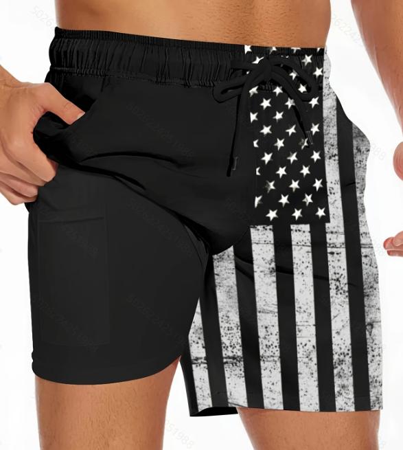 Men's Swim Trunks with Compression Liner Quick Dry Swim Board Shorts Hawaiian Swinwear Suits Elastic Waist Drawstringwith Swin Trunks with Pockets