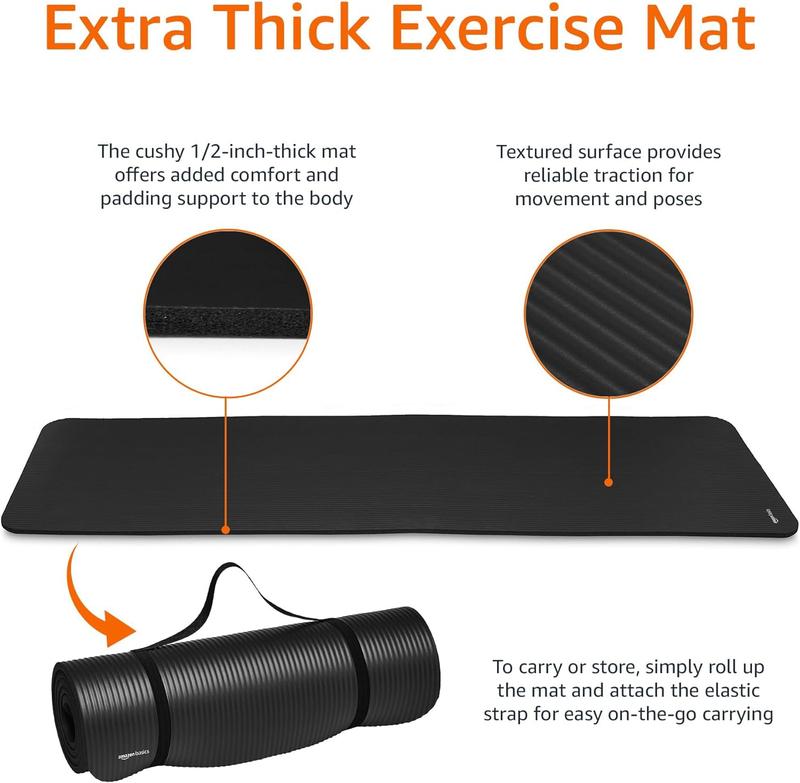 1 2-Inch Extra Thick Exercise Yoga Mat Extra Thick High Density Anti-Tear with Carrying Strap with Optional Blocks