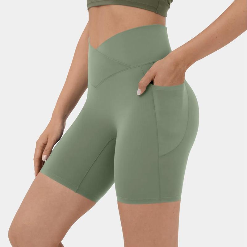 Halara Softlyzero️ High Waisted Crossover Side Pocket Yoga Biker Shorts 7