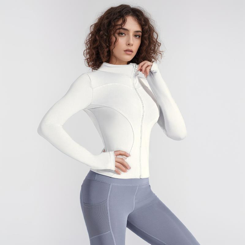 UU Women's slim yoga clothes, sun protection fitness tops and jackets, breathable and stretchy, quick-drying long-sleeved sportswear elastic