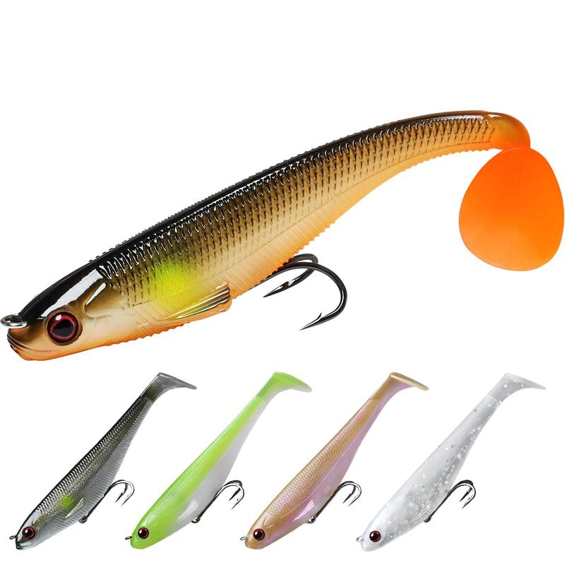 TRUSCEND Pre-Rigged Soft Fishing Lures, Well-made Easy Catching Lures for Family Fishing, Great Action Swimbait with Under Hook, All-conditions Fishing Gear for Bass Trout Walleye, Crappie Fishing Jigs!Xmas Surprise Gift for Men! soft  plastic