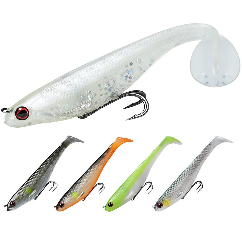 TRUSCEND Pre-Rigged Soft Fishing Lures, Well-made Easy Catching Lures for Family Fishing, Great Action Swimbait with Under Hook, All-conditions Fishing Gear for Bass Trout Walleye, Crappie Fishing Jigs!Xmas Surprise Gift for Men! soft  plastic