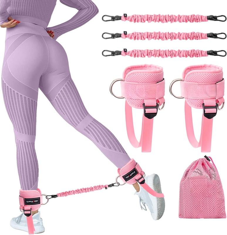 Booty Ankle Resistance Bands with Cuffs,Portable Fitness EquipmentButt Glute Workout Equipment for Women & Men,Ankle Bands for Working Out.Cable Machine Accessories