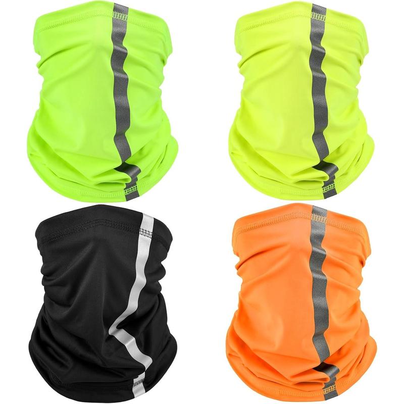 4 counts Reflective Neck Gaiter Visibility Neon Safety Bandana Wind Dust UV Protection Scarf Bandanas