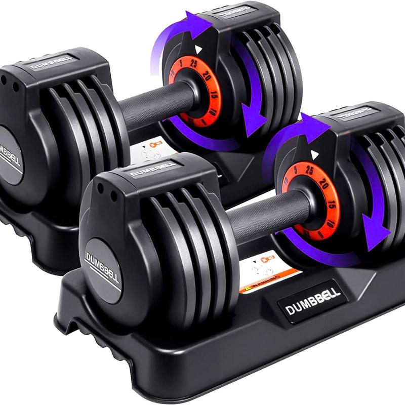 25 55 lbs Pair Dumbbells Set, Adjustable Weights Dumbbells Set for Men and Women with Anti-Slip Fast Adjust Weight by