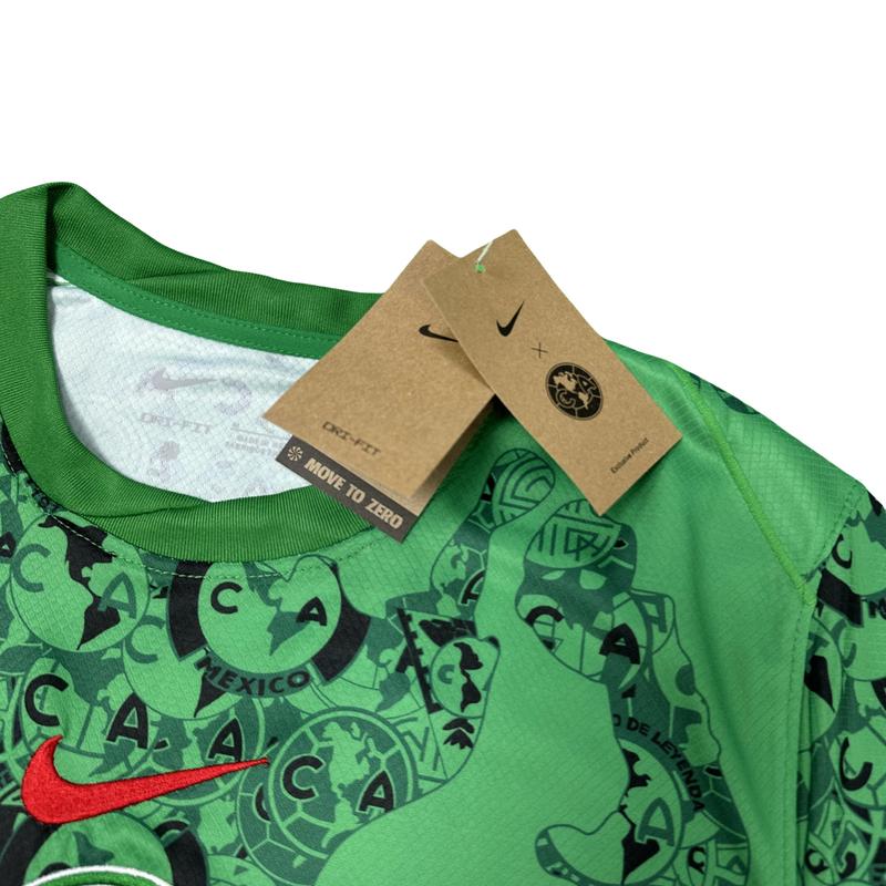 NIKE 2425 LIGA MX Club America Goalie Away Green Short Sleeve Soccer Jerseys New Season Quick Dry Sports