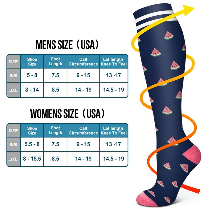 Compression Socks for Running and Exercise, Knee High Support, Women and Men, 6 Pairs - Christmas gifts, Christmas socks