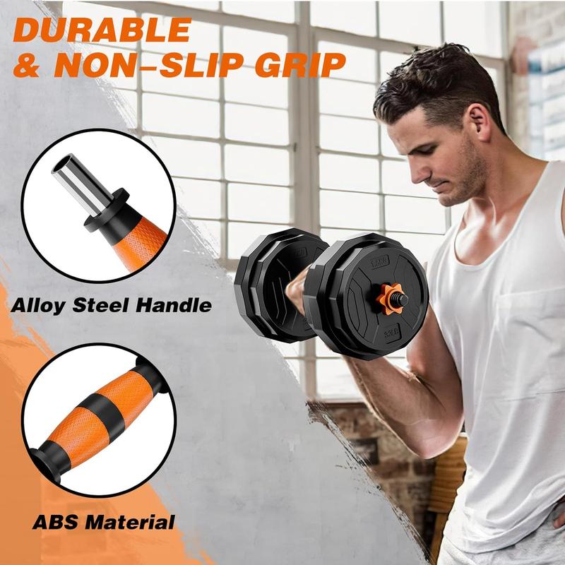 Adjustable Weight Dumbbell Set, 44 66 88LBs Free Weights Dumbbell Set, functions as Dumbbell, Barbell, Kettlebell and Push-up, Multi-functional Fitness Exercise Equipment for Home Gym