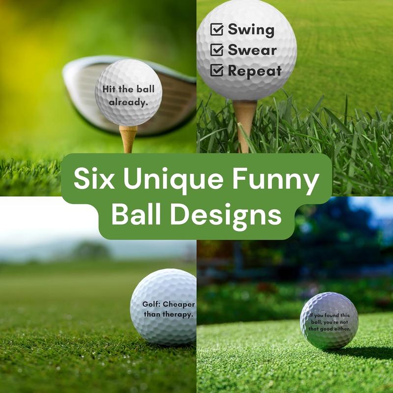 Funny Golf Ball Gift Set, Funny Golf Gifts for Men - Golf Balls for Dad, Mom, and Golfers - Includes 6 Balls, 3 Tees, and 1 Marker HahaHome golf training