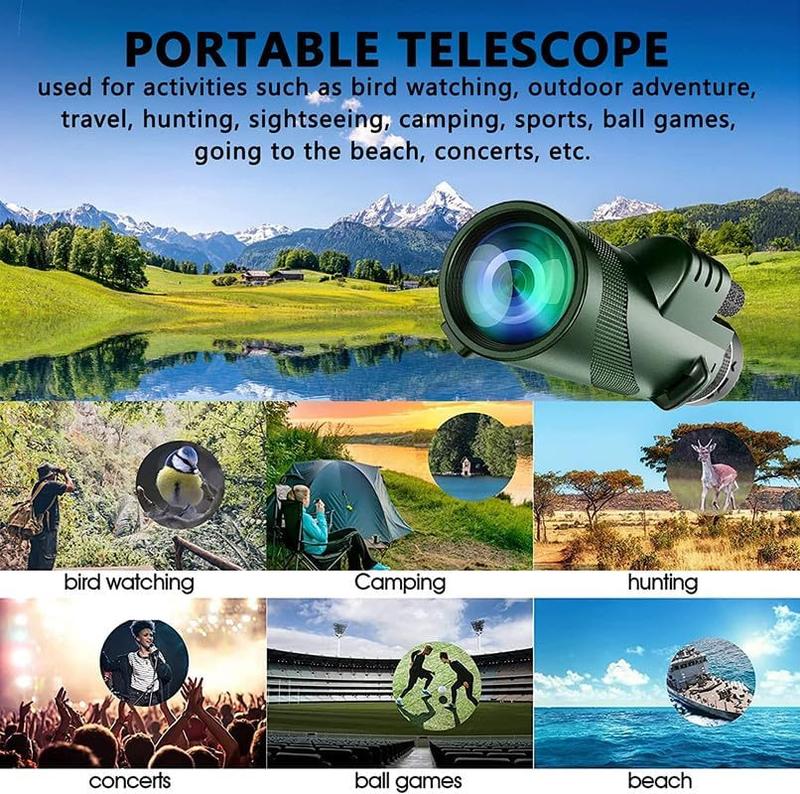 80x100 HD Monocular for Adults with Smartphone Adapter & Tripod,  Telescope for Bird Watching, Hunting, Hiking, Outdoor Camping, Travel, Wildlife