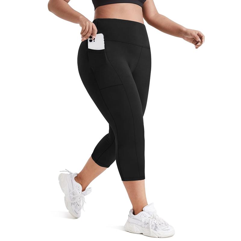 3 Pack Plus Size Leggings with Pockets for Women Black High Waisted Tummy Control Soft Yoga Pants for Gym Workout Leggings