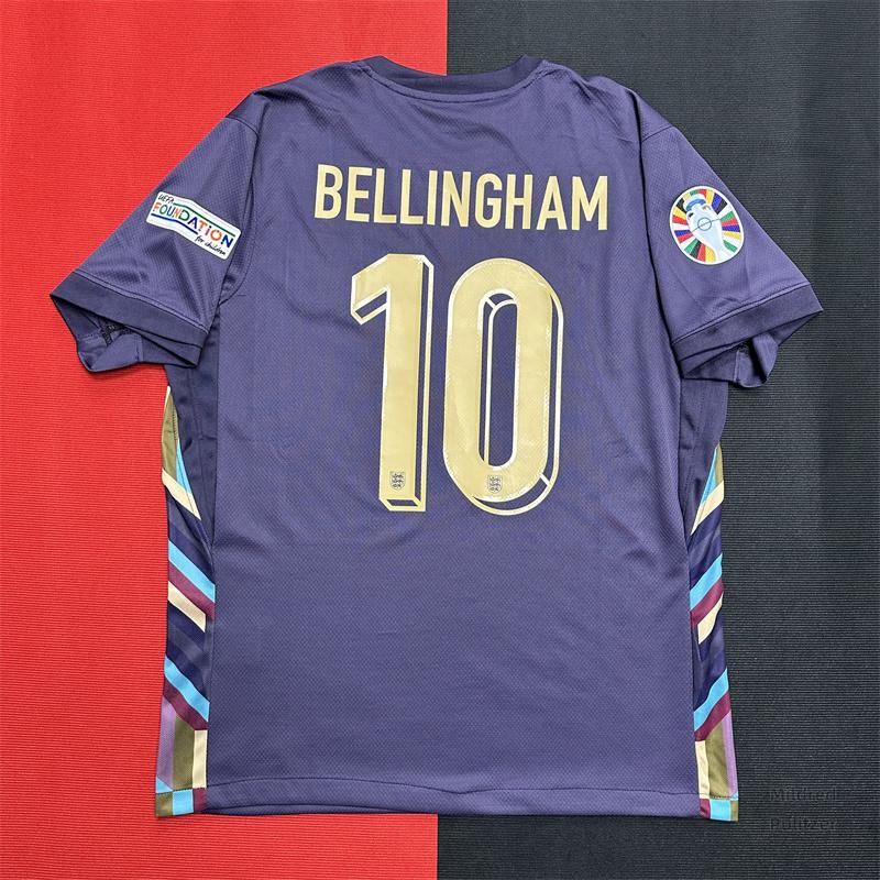 Euro 2024 England Away Bellingham 10 Short Sleeve Soccer Jersey