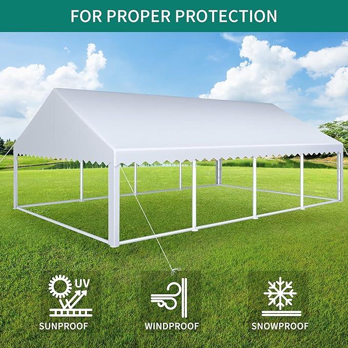 YITAHOME 20x30FT Heavy Duty Party PVC White Tent Wedding Event Shelters Upgraded Galvanized Ripple Canopy with Large Roof Removable Sidewalls & 3 Storage Bags 600D Oxford Commercial