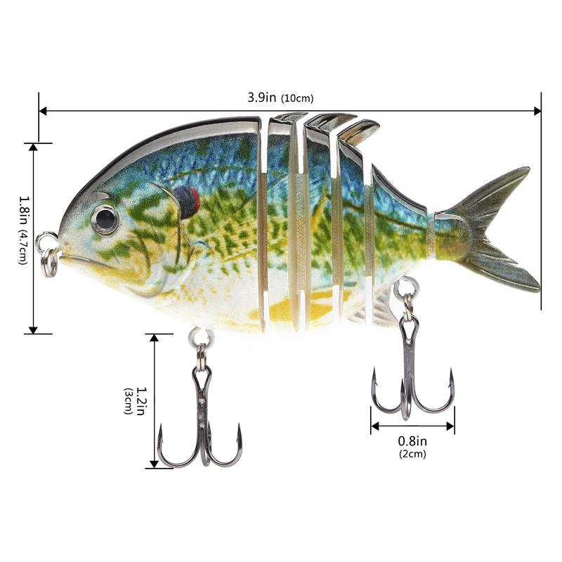 Bassdash SwimPomfret Hard Swimbaits with Built-in Steel Balls 3.9in 1.3oz Casting Panfish Bluegill Fishing Lure for Bass Walleye Pike Fishing