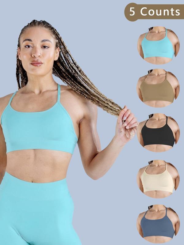 Women's Solid Backless Sports Bra, High Stretch Seamless Yoga Bra, Ladies Sportswear for Indoor Outdoor Wear