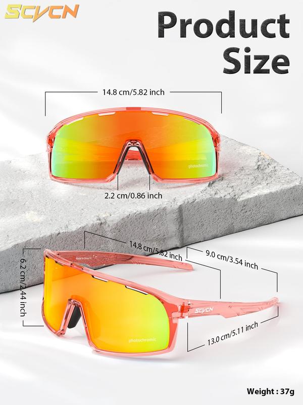 Sporty Unisex's Letter Pattern Cut Out Design Sunglasses, Sports Photochromic Windproof Goggles, Sports Eyewear