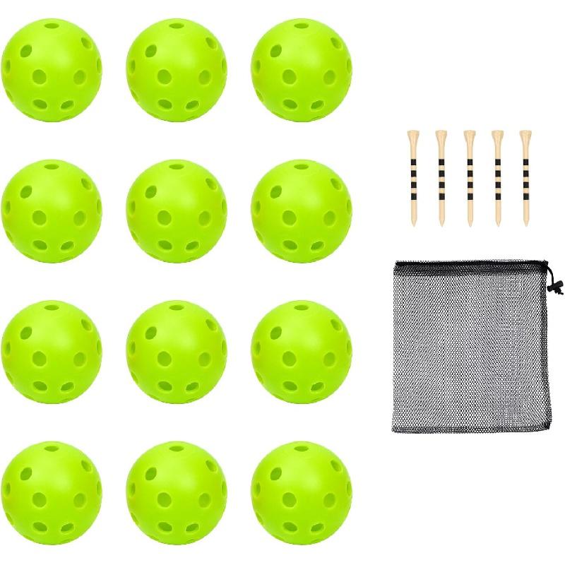 Plastic Golf Balls Practice Limited Flight Golf Training Ball Hollow Swing Practice Indoor Golf Balls with Mesh Drawstring Bag for Backyard Driving Range or Outdoor